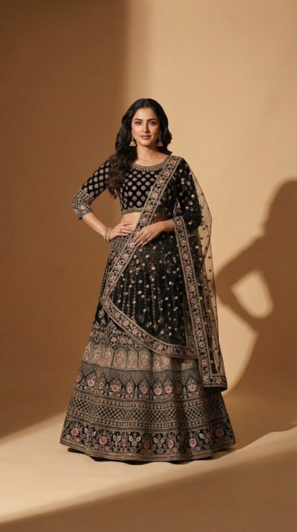 Dark Green Royal Mughal Art Lengha